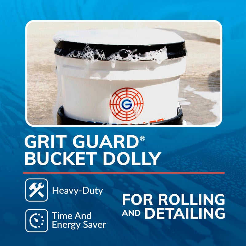 GRIT GUARD Bucket Dolly with Wheels - Rolling Detailing Wash Bucket with 5 Wheels and 2 Locking Casters Compatible with 2.5, 4, 5 and 6 Gallon Buckets (Black, 2" Red Casters) - Image 2